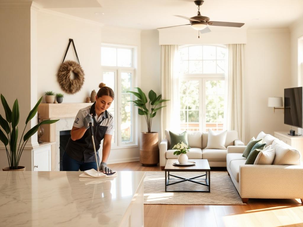 Professional cleaning service in a bright modern Austin home